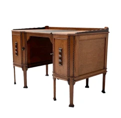 Art Deco Amsterdamse School Oak Pedestal Desk, 1920s